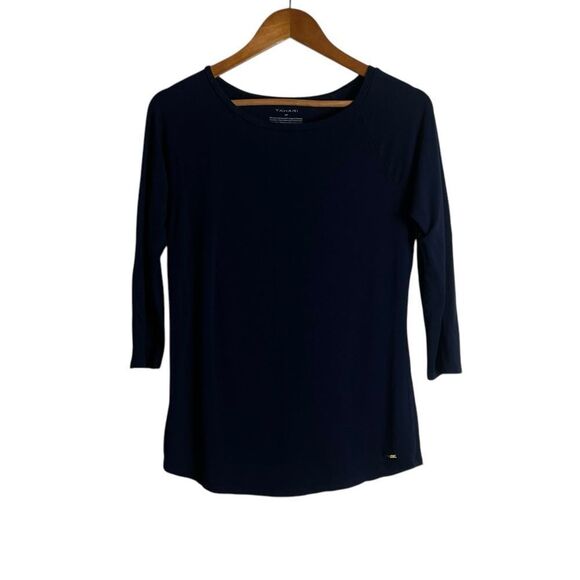 3 for $30! Tahari 3/4 sleeve Women's Navy Top - Picture 1 of 6